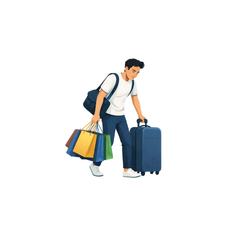 Voyageur avec bagages lourds au Maroc sans service de consigne BoxSpot